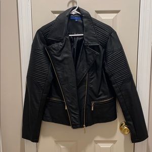 Apt. 9 Faux Leather Jacket with Gold Zipper Detail